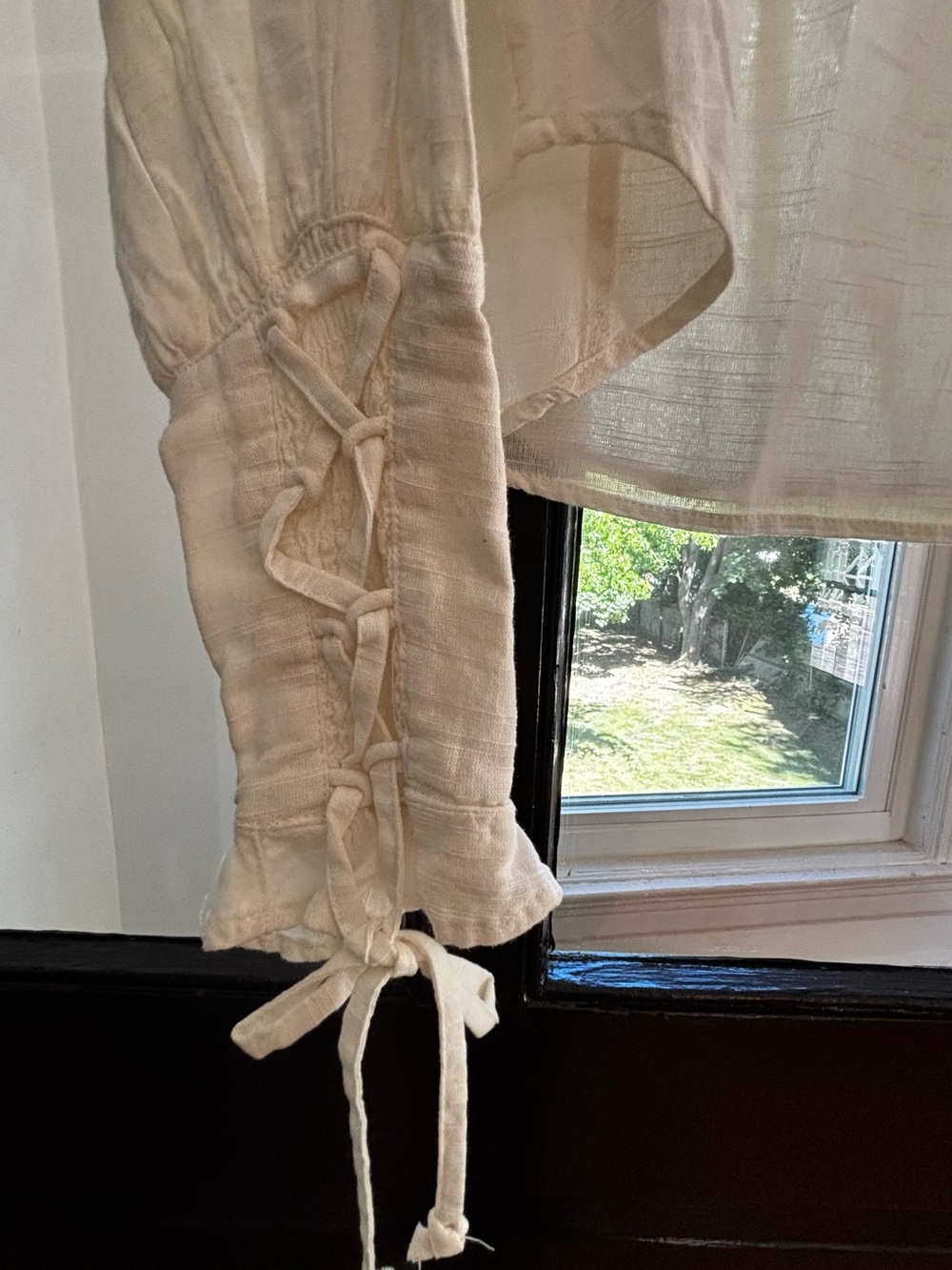 Free People Cream Button-Up Peasant Blouse - Picture 3 of 4